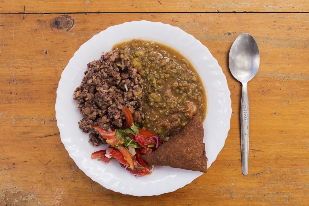 A plate of food with sorghum as the key ingredient, Kiatine Village, Kenya